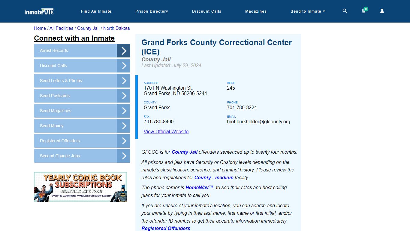 Grand Forks County Correctional Center (ICE) - Inmate Locator